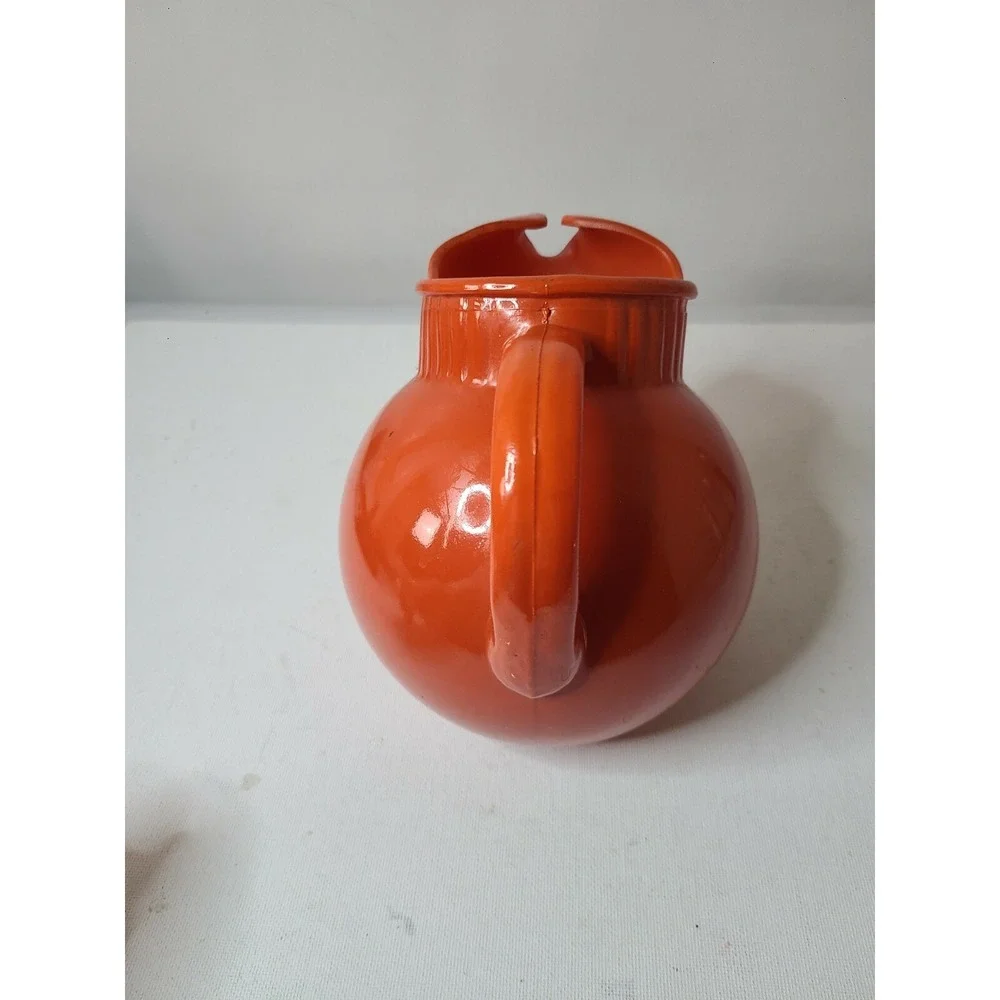 Vintage Anchor Hocking Tilted Ball Pitcher‎ Jug Orange Depression Glass 8 Oz MCM
